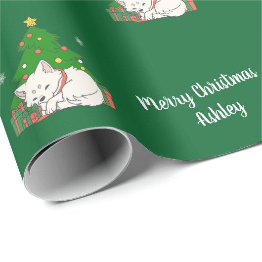 Vrolijk kerstfeest Schattigee kattenboom  Cadeaupapier (Rol Hoek)