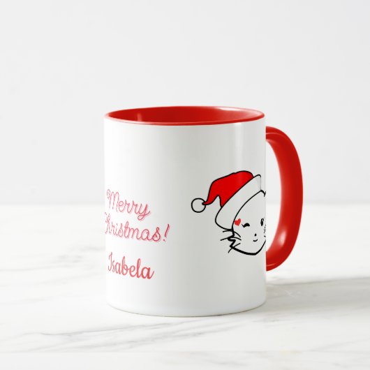 Vrolijk kerstfeest Schattigee lachende kat Mok (Voorkant rechts)