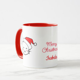 Vrolijk kerstfeest Schattigee lachende kat Mok