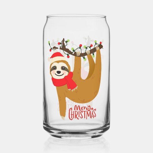 Vrolijk kerstfeest Schattigee luiaard feestelijke  Blikvorm Glas (Voorkant)