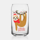 Vrolijk kerstfeest Schattigee luiaard feestelijke  Blikvorm Glas (Achterkant)