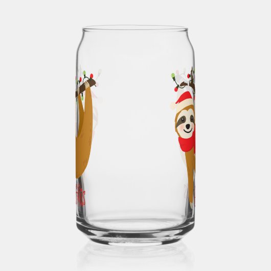 Vrolijk kerstfeest Schattigee luiaard feestelijke Blikvorm Glas (Links)