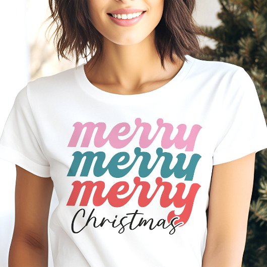 Vrolijk kerstfeest Schattigee meerkleurige vakanti Tri-Blend Shirt