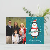 Vrolijk kerstfeest Schattigee Penquin gepersonalis Feestdagenkaart (Staand voorkant)