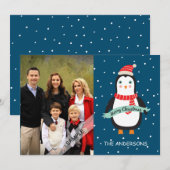 Vrolijk kerstfeest Schattigee Penquin gepersonalis Feestdagenkaart (Voorkant / Achterkant)