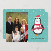 Vrolijk kerstfeest Schattigee Penquin gepersonalis Feestdagenkaart (Voorkant / Achterkant)