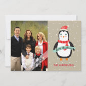 Vrolijk kerstfeest Schattigee Penquin gepersonalis Feestdagenkaart (Voorkant)