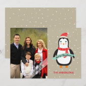 Vrolijk kerstfeest Schattigee Penquin gepersonalis Feestdagenkaart (Voorkant / Achterkant)