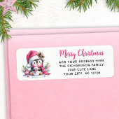 Vrolijk Kerstfeest Schattigee Pinguïn Custom Elega Etiket