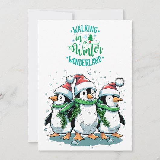 Vrolijk kerstfeest Schattigee pinguïns Feestdagenkaart (Voorkant)