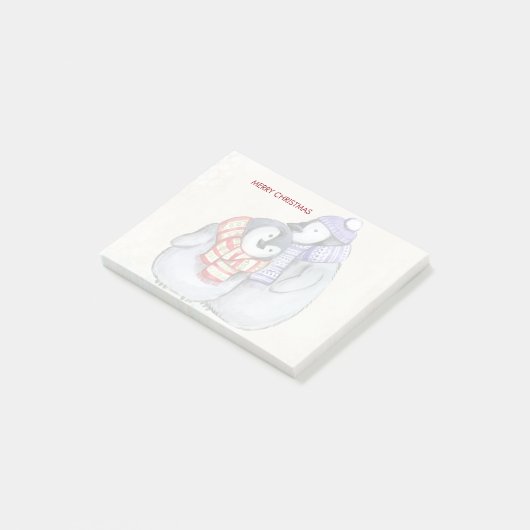 Vrolijk kerstfeest Schattigee pinguïns in wintersj Post-it® Notes (Schuin)