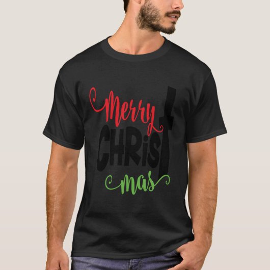 Vrolijk Kerstfeest Schattigee Religieuze Jezus Chr T-shirt (Voorkant)
