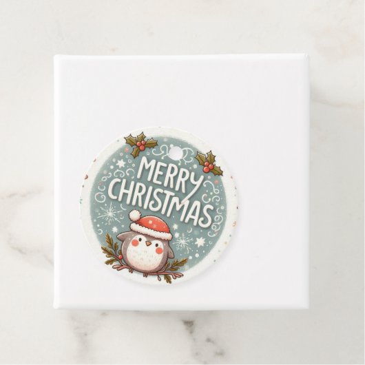 Vrolijk kerstfeest Schattigee Robins Bedankjes Labels (In situ)