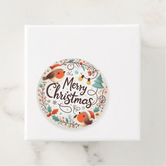 Vrolijk kerstfeest Schattigee Robins Bedankjes Labels (In situ)