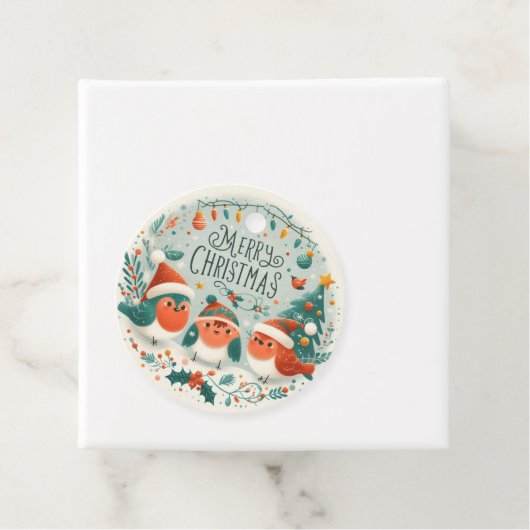 Vrolijk kerstfeest Schattigee Robins Bedankjes Labels (In situ)