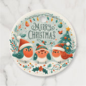 Vrolijk kerstfeest Schattigee Robins Bedankjes Labels (Voorkant)