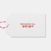 Vrolijk kerstfeest Schattigee rode en groene kabou Cadeaulabel (Achterkant Horizontaal)