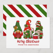 Vrolijk kerstfeest Schattigee rode en groene kabou Feestdagenkaart (Voorkant / Achterkant)