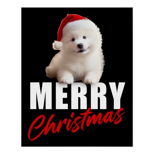 Vrolijk kerstfeest Schattigee Samoyed Puppy met Sa Perfect Poster (Voorkant)