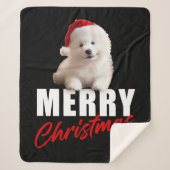 Vrolijk kerstfeest Schattigee Samoyed Puppy met Sa Sherpa Deken (Voorkant)