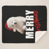 Vrolijk kerstfeest Schattigee Samoyed Puppy met Sa Sherpa Deken (Voorkant (horizontaal))