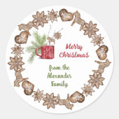 Vrolijk kerstfeest Schattigee Scandinavische winte Ronde Sticker (Voorkant)