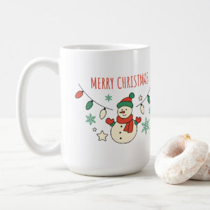 Vrolijk kerstfeest, Schattigee sneeuwman, kerstver Koffiemok