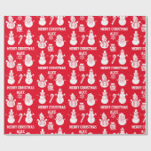 Vrolijk Kerstfeest Schattigee Sneeuwman Naam Xmas  Cadeaupapier (Vlak)