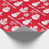 Vrolijk Kerstfeest Schattigee Sneeuwman Naam Xmas  Cadeaupapier (Hoek)