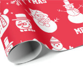 Vrolijk Kerstfeest Schattigee Sneeuwman Naam Xmas  Cadeaupapier (Rol Hoek)