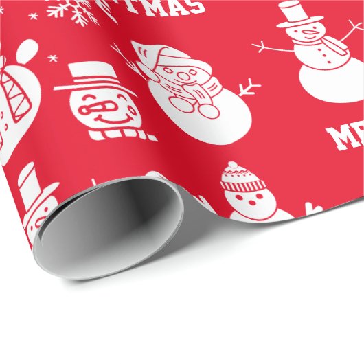 Vrolijk Kerstfeest Schattigee Sneeuwman Naam Xmas  Cadeaupapier (Rol Hoek)