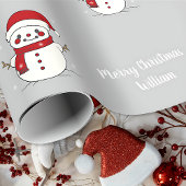 Vrolijk Kerstfeest Schattigee Sneeuwman Patroon  Cadeaupapier