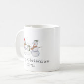 Vrolijk kerstfeest - Schattigee sneeuwpoppen Famil Koffiemok (Voorkant links)