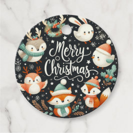 Vrolijk Kerstfeest Schattigee Vossen en Konijnen F Bedankjes Labels