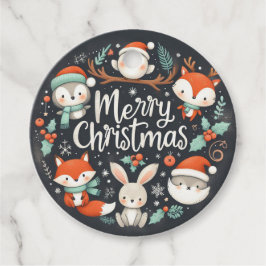 Vrolijk Kerstfeest Schattigee Vossen en Konijnen F Bedankjes Labels
