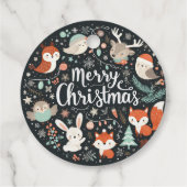 Vrolijk Kerstfeest Schattigee Vossen en Konijnen F Bedankjes Labels (Achterkant)