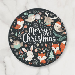 Vrolijk Kerstfeest Schattigee Vossen en Konijnen F Bedankjes Labels