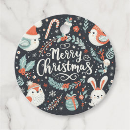 Vrolijk Kerstfeest Schattigee Vossen en Konijnen F Bedankjes Labels