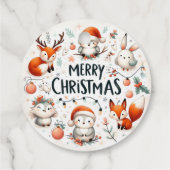 Vrolijk Kerstfeest Schattigee Vossen en Konijnen F Bedankjes Labels (Achterkant)