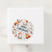 Vrolijk Kerstfeest Schattigee Vossen en Konijnen F Bedankjes Labels (In situ)