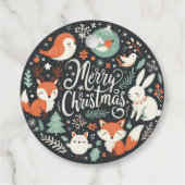 Vrolijk Kerstfeest Schattigee Vossen en Konijnen F Bedankjes Labels (Achterkant)