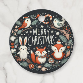 Vrolijk Kerstfeest Schattigee Vossen en Konijnen F Bedankjes Labels