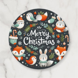 Vrolijk Kerstfeest Schattigee Vossen en Konijnen F Bedankjes Labels