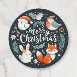 Vrolijk Kerstfeest Schattigee Vossen en Konijnen F Bedankjes Labels