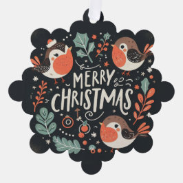 Vrolijk Kerstfeest Schattigee Vossen en Konijnen F Ornament Kaart