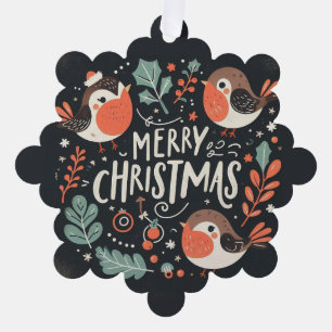 Vrolijk Kerstfeest Schattigee Vossen en Konijnen F Ornament Kaart