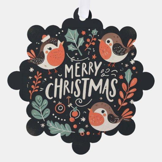 Vrolijk Kerstfeest Schattigee Vossen en Konijnen F Ornament Kaart (Voorkant)