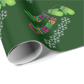 Vrolijk kerstfeest Schattigee wanten donkergroene  Cadeaupapier (Rol Hoek)