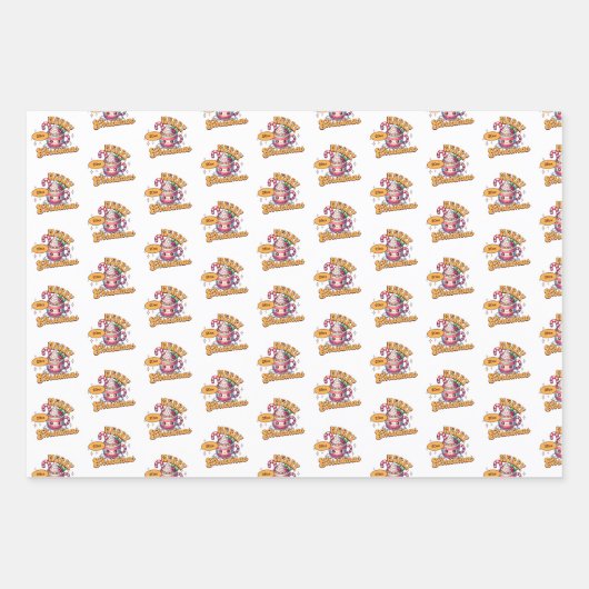 Vrolijk kerstfeest Schattigee warme chocolademelk  Inpakpapier Vel (Voorkant 3)