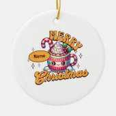 Vrolijk kerstfeest Schattigee warme chocolademelk Keramisch Ornament (Voorkant)